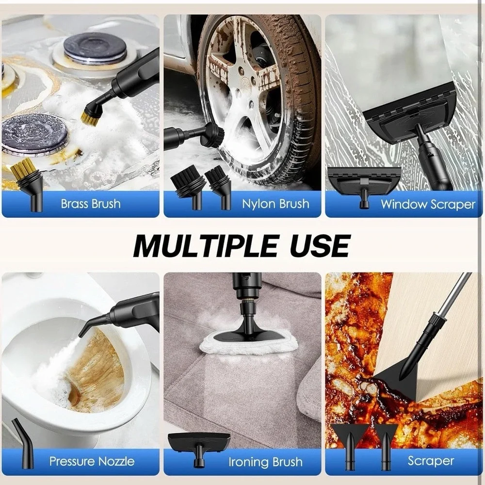 ODSD Steam Cleaner for Home & Car, 3-Level Adjustable Steamer for Cleaning, 15S